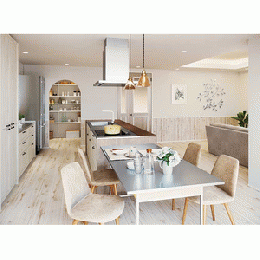 ラフィーナ ネオ(Lafina Neo) アイランド型 リビングユニット型対面キッチン(笠木カウンター)